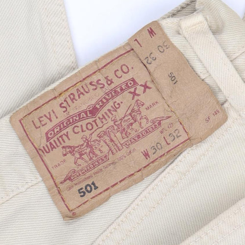 Levi's 501 Men's Beige Straight Jeans W30 L32 Cotton Classic Fit