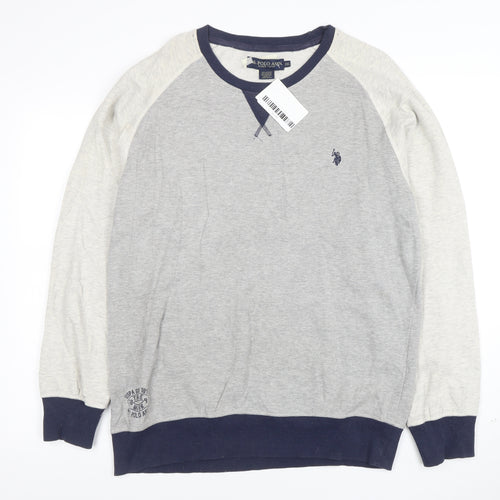 U.S. Polo Assn. Men's Grey Sweatshirt XXL Crew Neck Cotton Blend