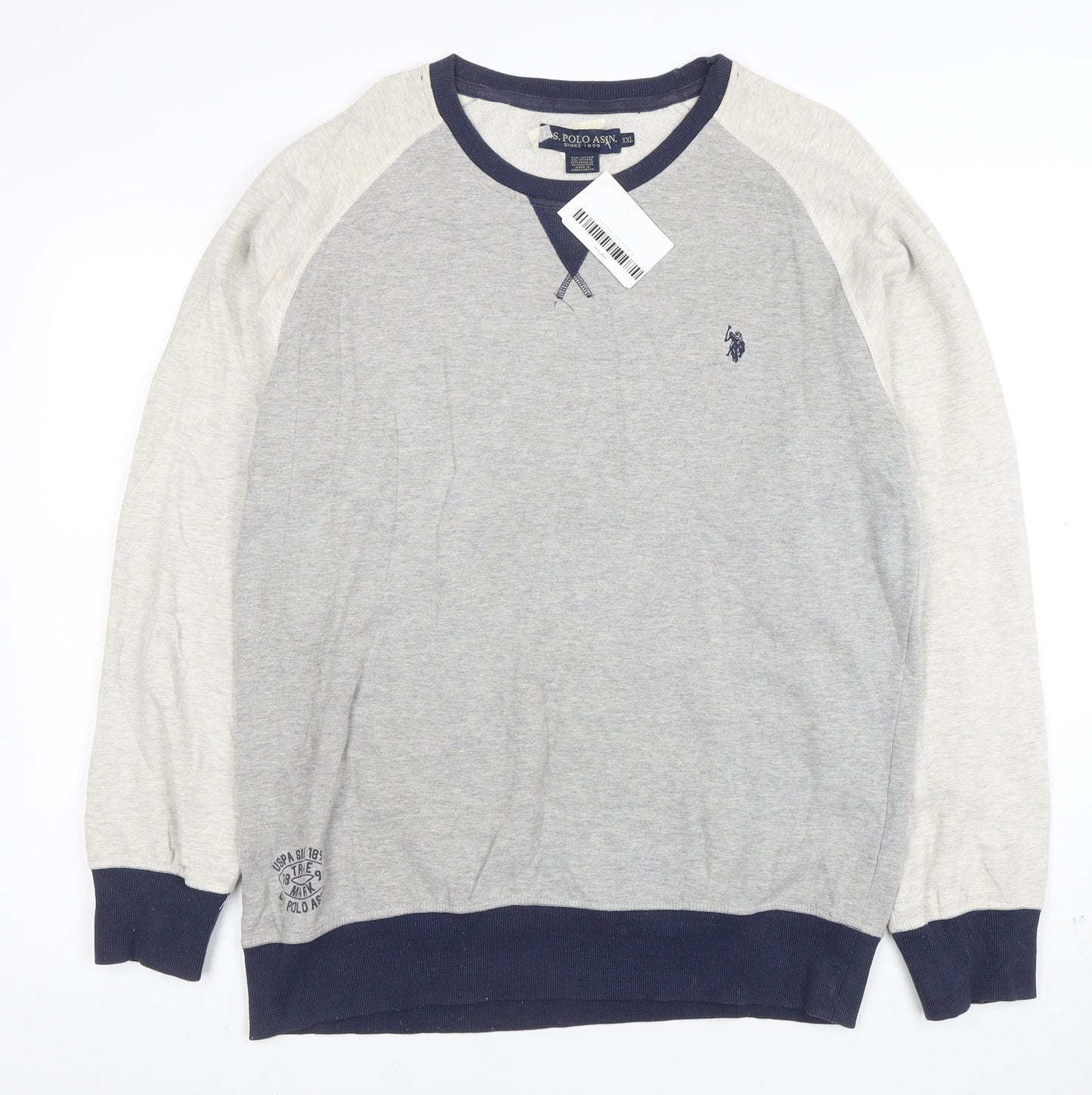 U.S. Polo Assn. Men's Grey Sweatshirt XXL Crew Neck Cotton Blend