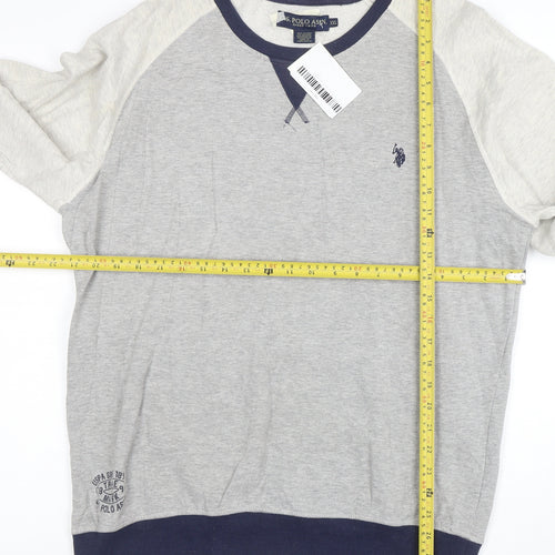U.S. Polo Assn. Men's Grey Sweatshirt XXL Crew Neck Cotton Blend