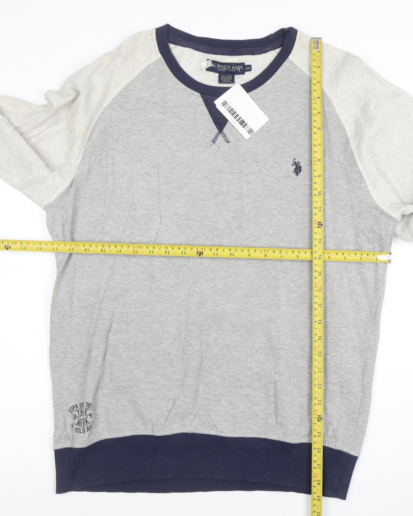 U.S. Polo Assn. Men's Grey Sweatshirt XXL Crew Neck Cotton Blend
