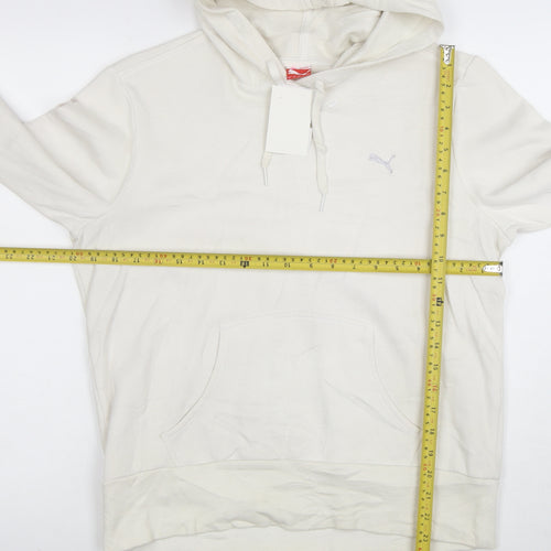 Puma Womens White Pullover Hoodie Size 16 Cotton Blend Casual