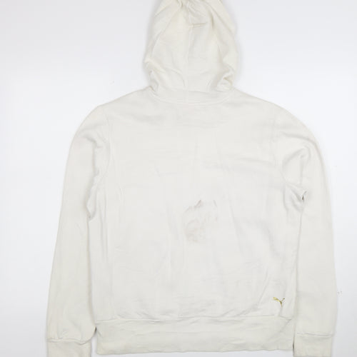 Puma Womens White Pullover Hoodie Size 16 Cotton Blend Casual
