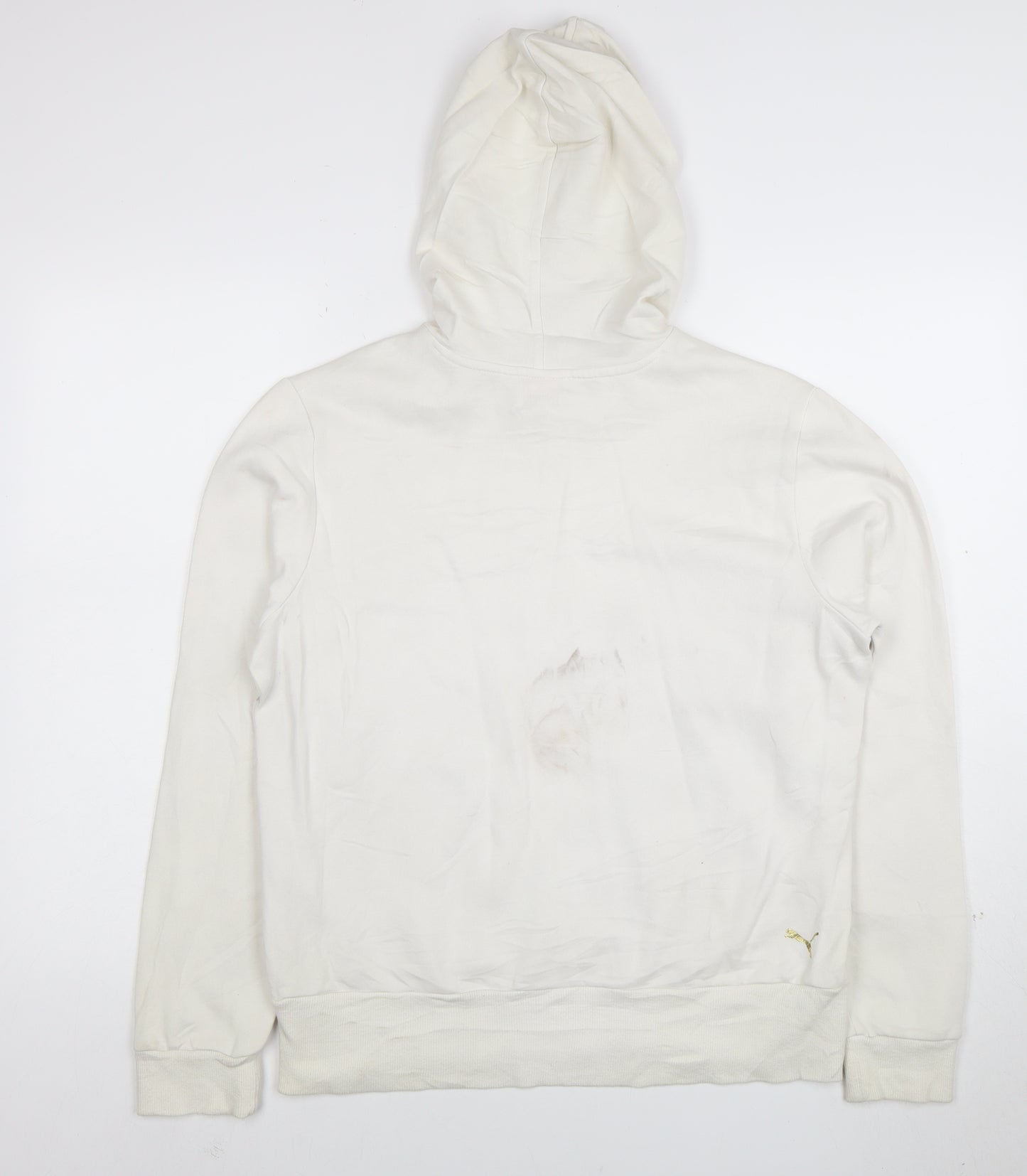 Puma Womens White Pullover Hoodie Size 16 Cotton Blend Casual