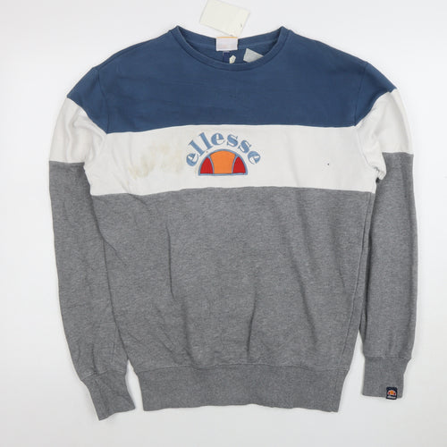 Ellesse Men’s Blue White Grey Colour Block Sweatshirt M Regular Fit