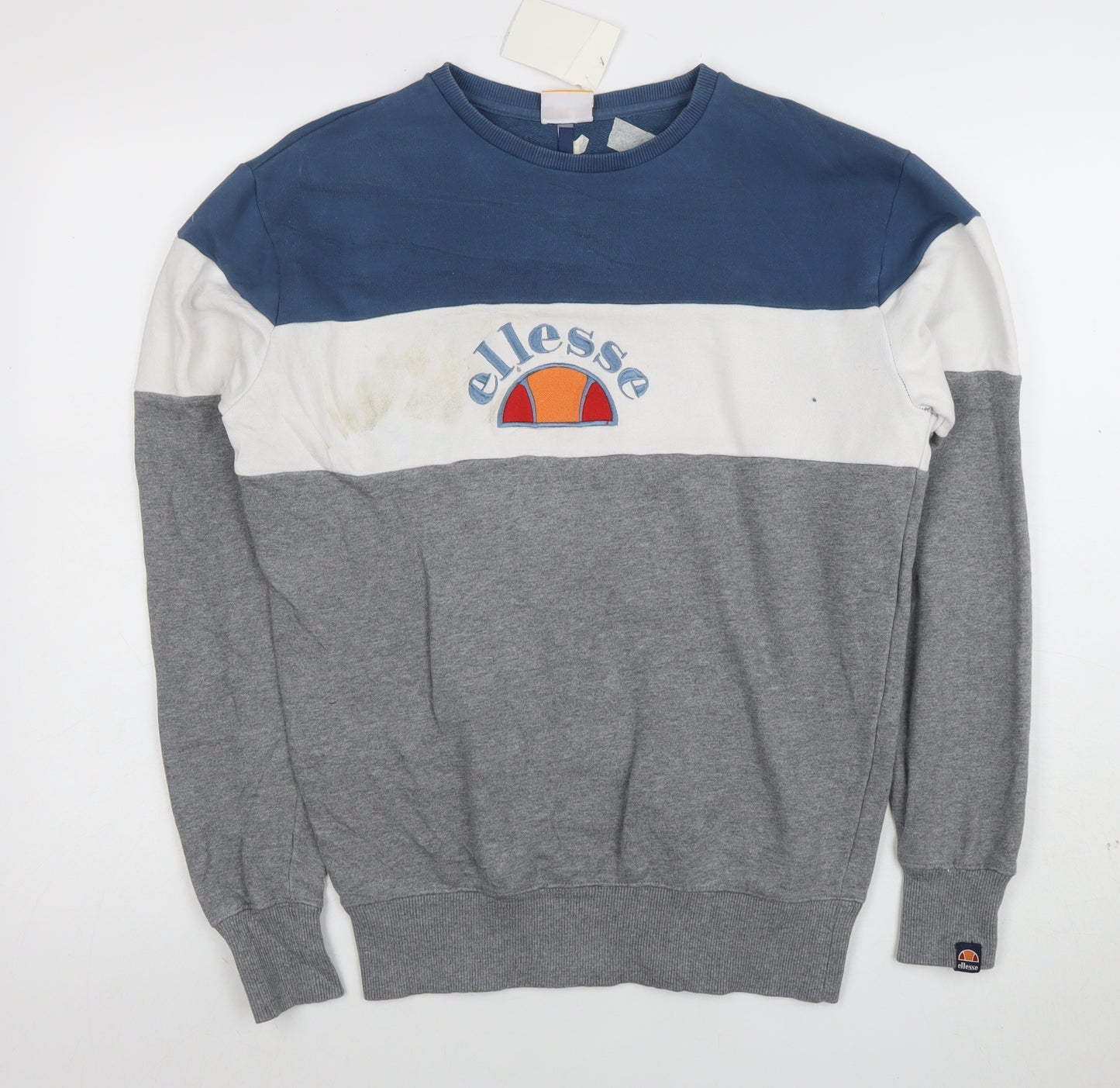 Ellesse Men’s Blue White Grey Colour Block Sweatshirt M Regular Fit