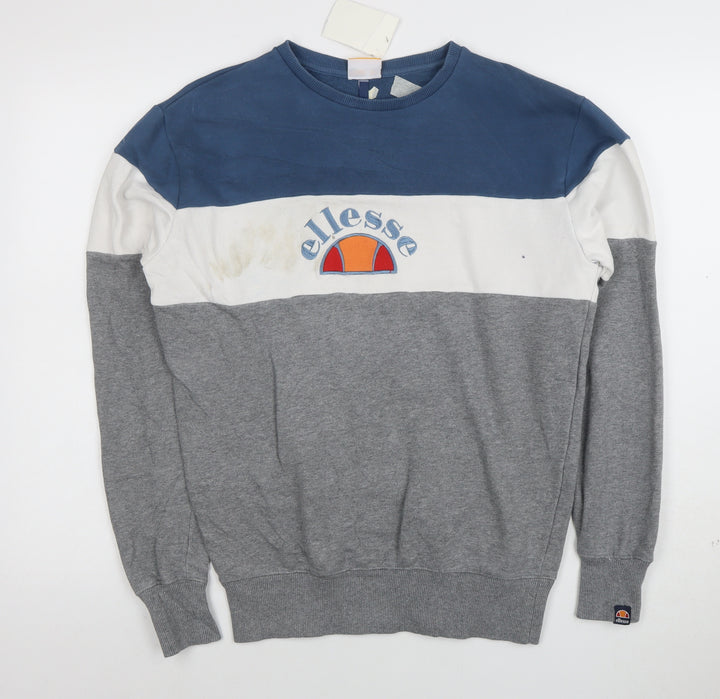 Ellesse Men’s Blue White Grey Colour Block Sweatshirt M Regular Fit