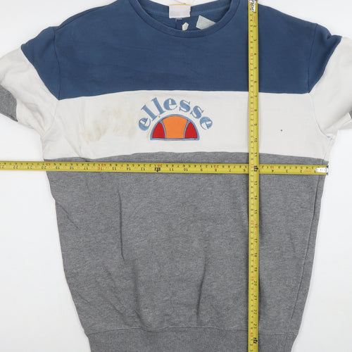 Ellesse Men’s Blue White Grey Colour Block Sweatshirt M Regular Fit