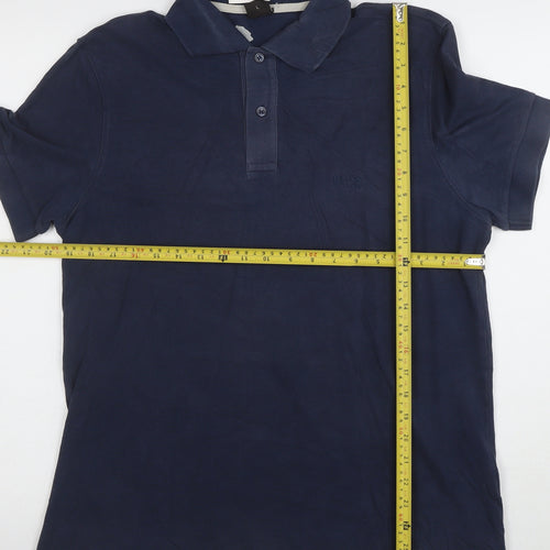Hugo Boss Mens Navy Blue Regular Fit Pima Cotton Polo Shirt Size L