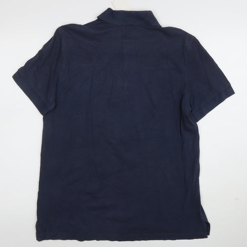 Hugo Boss Mens Navy Blue Regular Fit Pima Cotton Polo Shirt Size L
