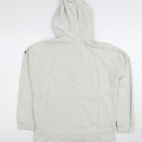 Adidas Women Grey Full Zip Hoodie Size 14 Cotton Blend Hooded Sweatshirt