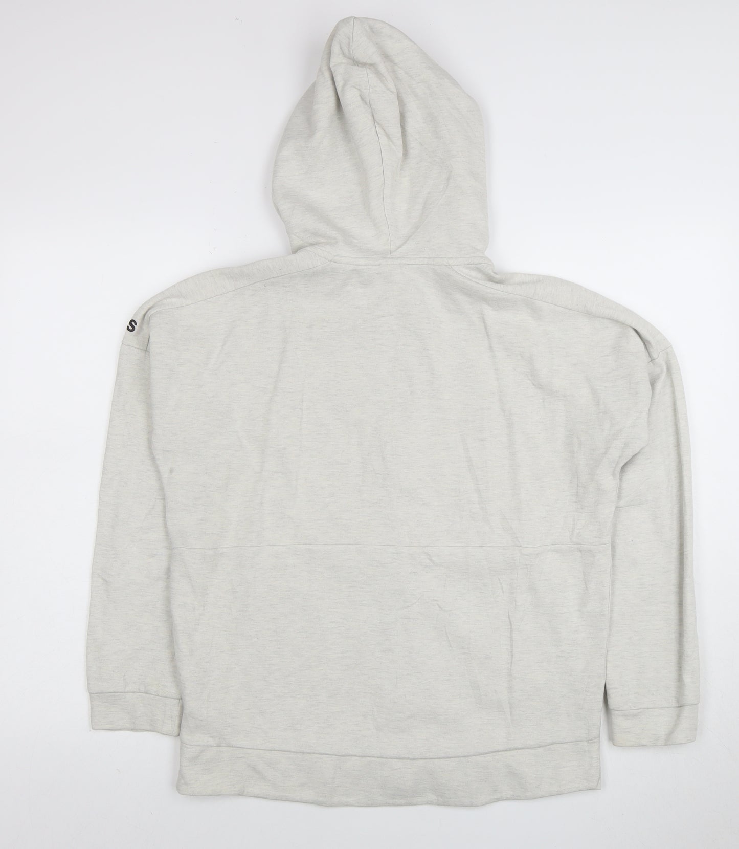 Adidas Women Grey Full Zip Hoodie Size 14 Cotton Blend Hooded Sweatshirt