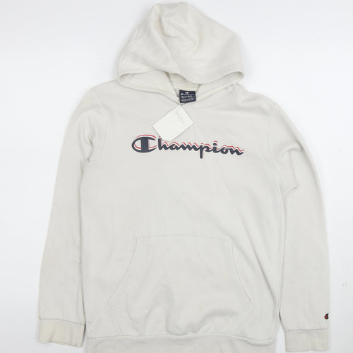 Champion Teens Beige Pullover Hoodie XL Graphic Print Cotton Blend