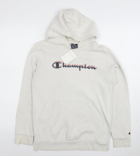 Champion Teens Beige Pullover Hoodie XL Graphic Print Cotton Blend