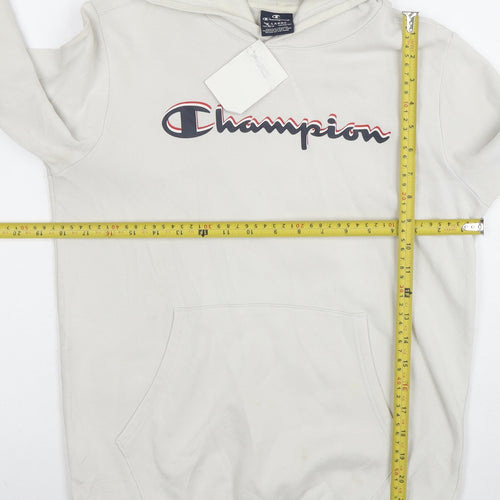 Champion Teens Beige Pullover Hoodie XL Graphic Print Cotton Blend