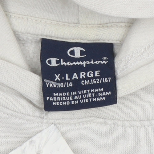 Champion Teens Beige Pullover Hoodie XL Graphic Print Cotton Blend