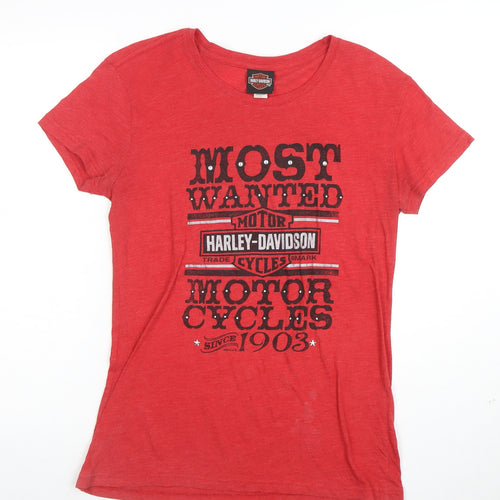 Harley-Davidson Women’s Red Graphic Rhinestone T-Shirt L