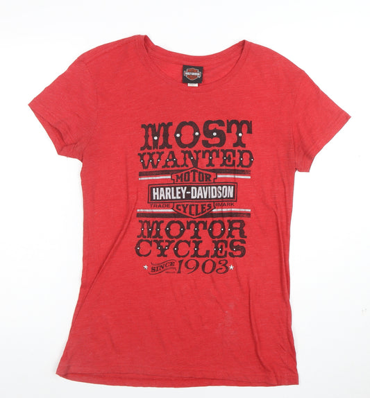 Harley-Davidson Women’s Red Graphic Rhinestone T-Shirt L