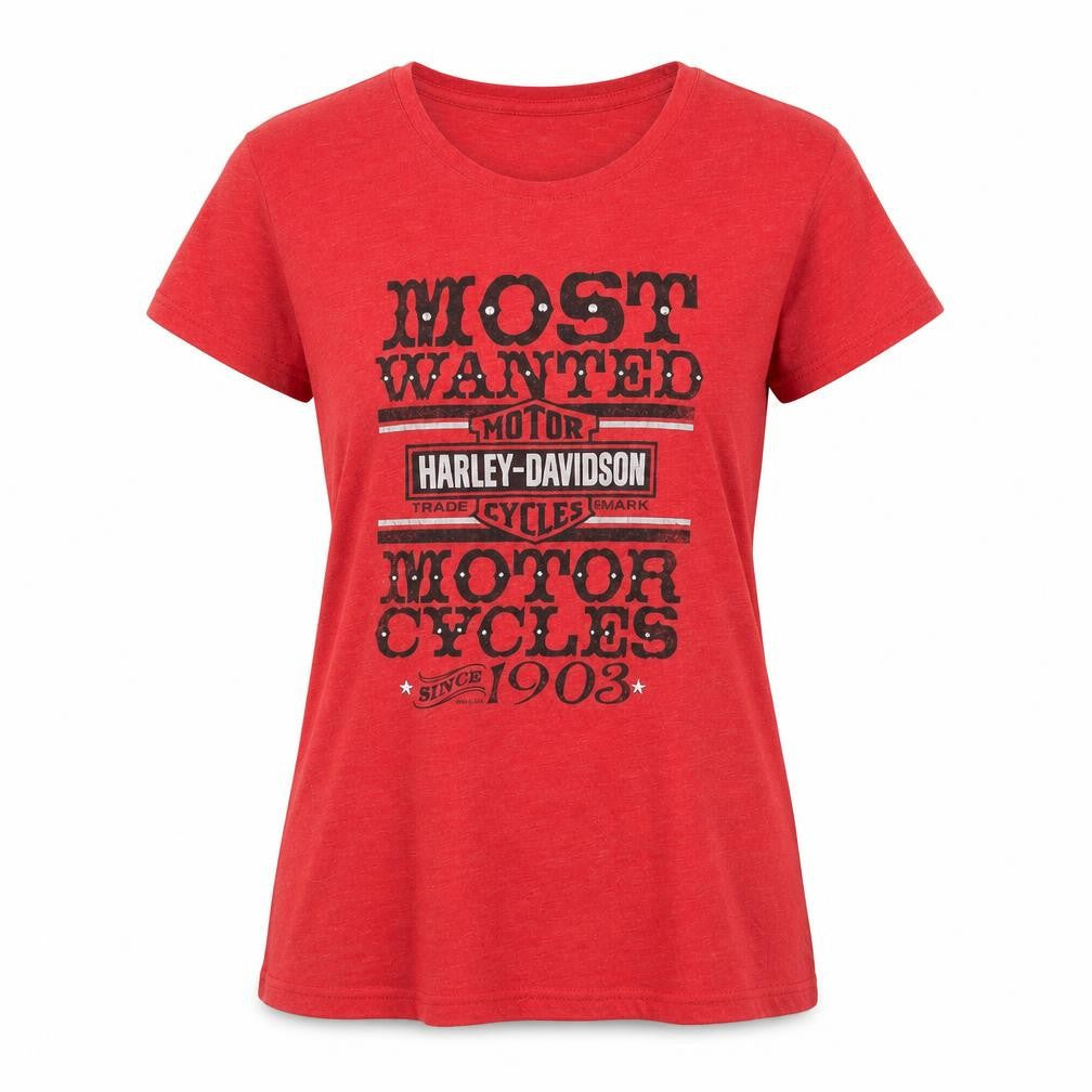 Harley-Davidson Women’s Red Graphic Rhinestone T-Shirt L