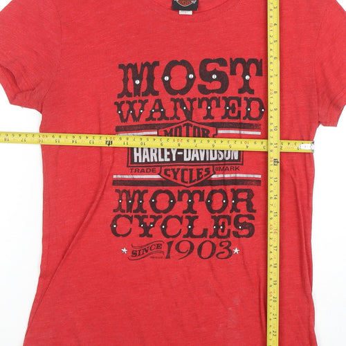 Harley-Davidson Women’s Red Graphic Rhinestone T-Shirt L