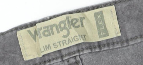 Wrangler Mens Grey Slim Straight Jeans 33W 32L Stretch Denim