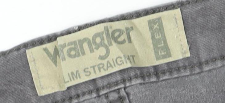 Wrangler Mens Grey Slim Straight Jeans 33W 32L Stretch Denim