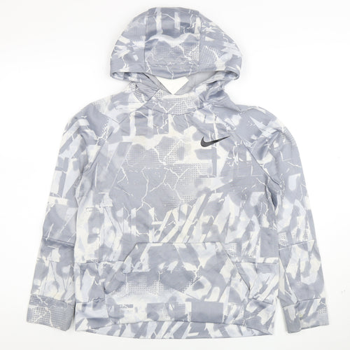 Nike Boys Grey Camouflage Dri-Fit Pullover Hoodie Size L
