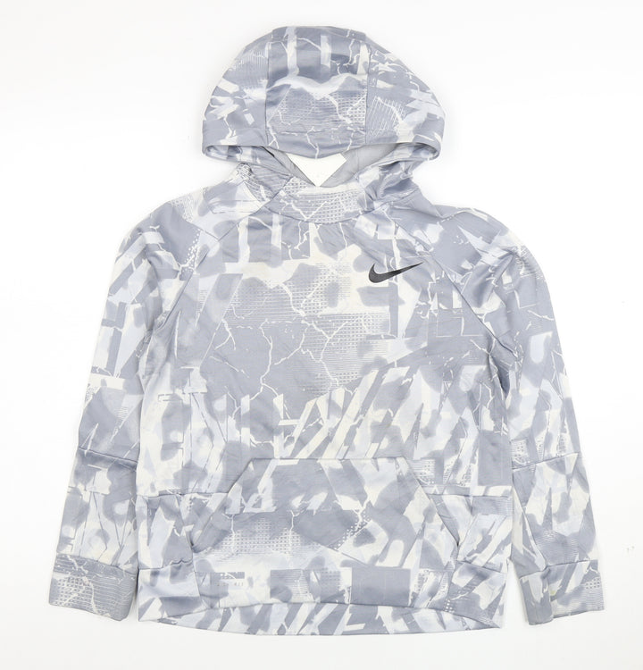 Nike Boys Grey Camouflage Dri-Fit Pullover Hoodie Size L
