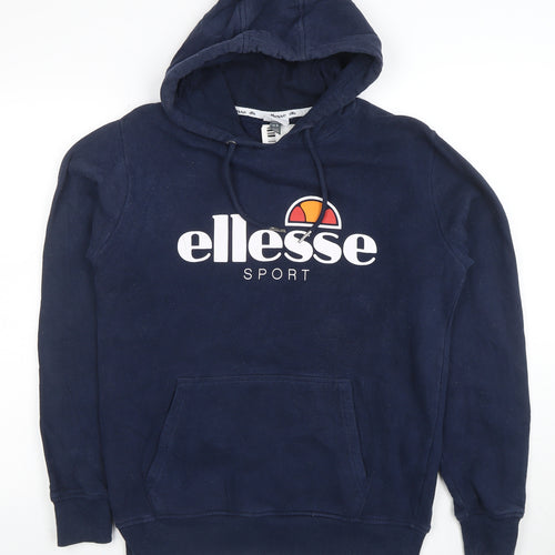 Ellesse Women's Navy Blue Pullover Hoodie UK 12 Cotton Blend Logo Sport Style