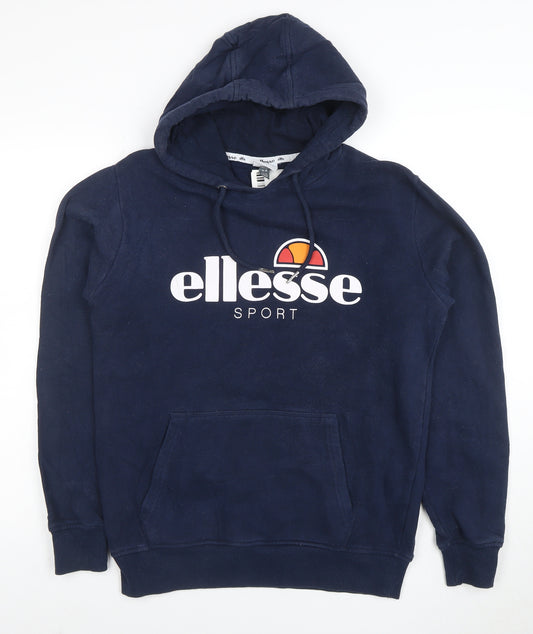 Ellesse Women's Navy Blue Pullover Hoodie UK 12 Cotton Blend Logo Sport Style