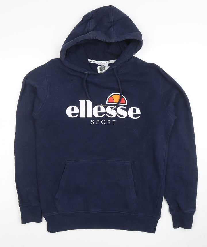 Ellesse Women's Navy Blue Pullover Hoodie UK 12 Cotton Blend Logo Sport Style