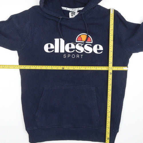 Ellesse Women's Navy Blue Pullover Hoodie UK 12 Cotton Blend Logo Sport Style