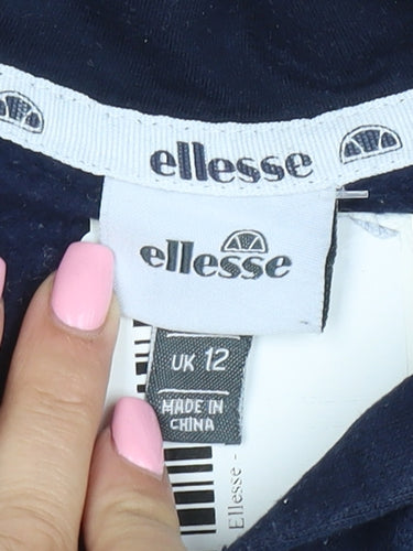 Ellesse Women's Navy Blue Pullover Hoodie UK 12 Cotton Blend Logo Sport Style