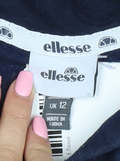 Ellesse Women's Navy Blue Pullover Hoodie UK 12 Cotton Blend Logo Sport Style