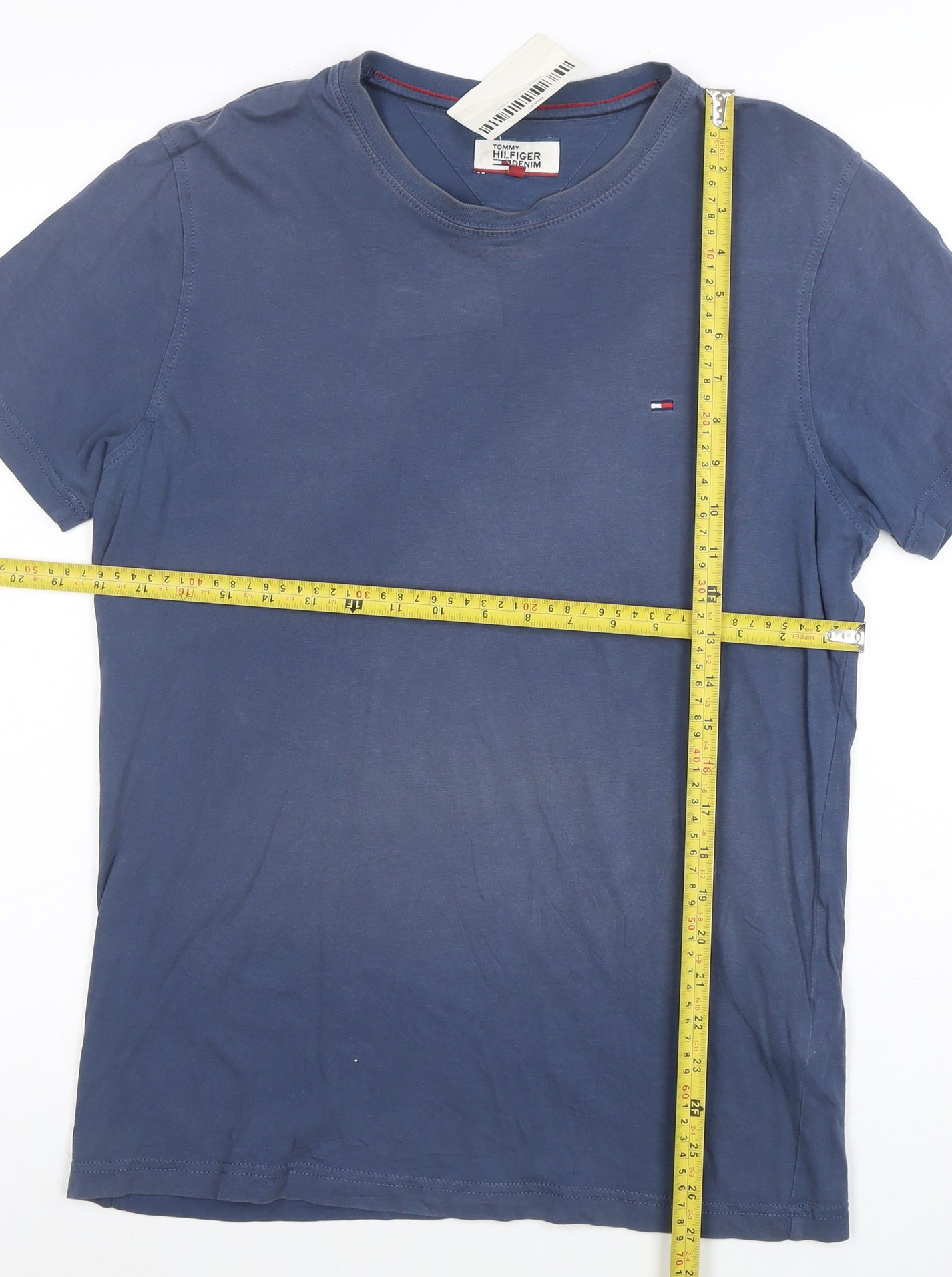 Tommy Hilfiger Men's Blue Cotton Crew Neck T-Shirt Size M