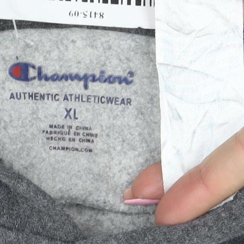Champion Men's Grey XL Pullover Hoodie Fleece Logo Sweatshirt