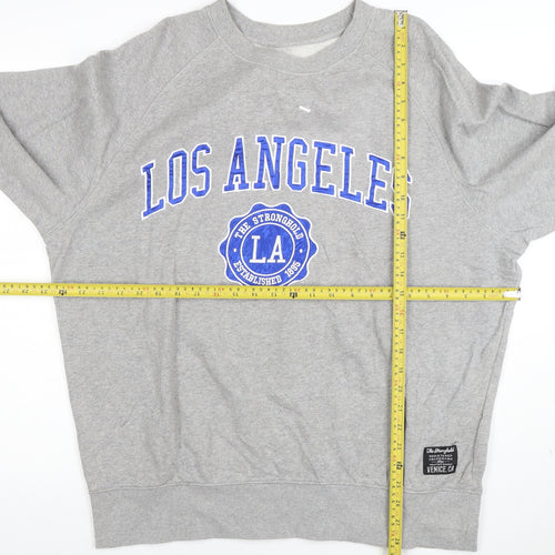 The Stronghold Men's Grey Los Angeles Crew Neck Sweatshirt Size L