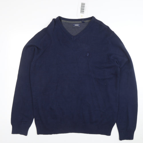 IZOD Men's Blue V-Neck Cotton Blend Pullover Jumper XL