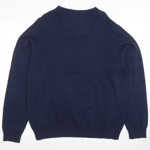 IZOD Men's Blue V-Neck Cotton Blend Pullover Jumper XL
