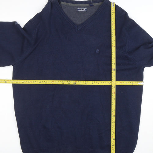 IZOD Men's Blue V-Neck Cotton Blend Pullover Jumper XL