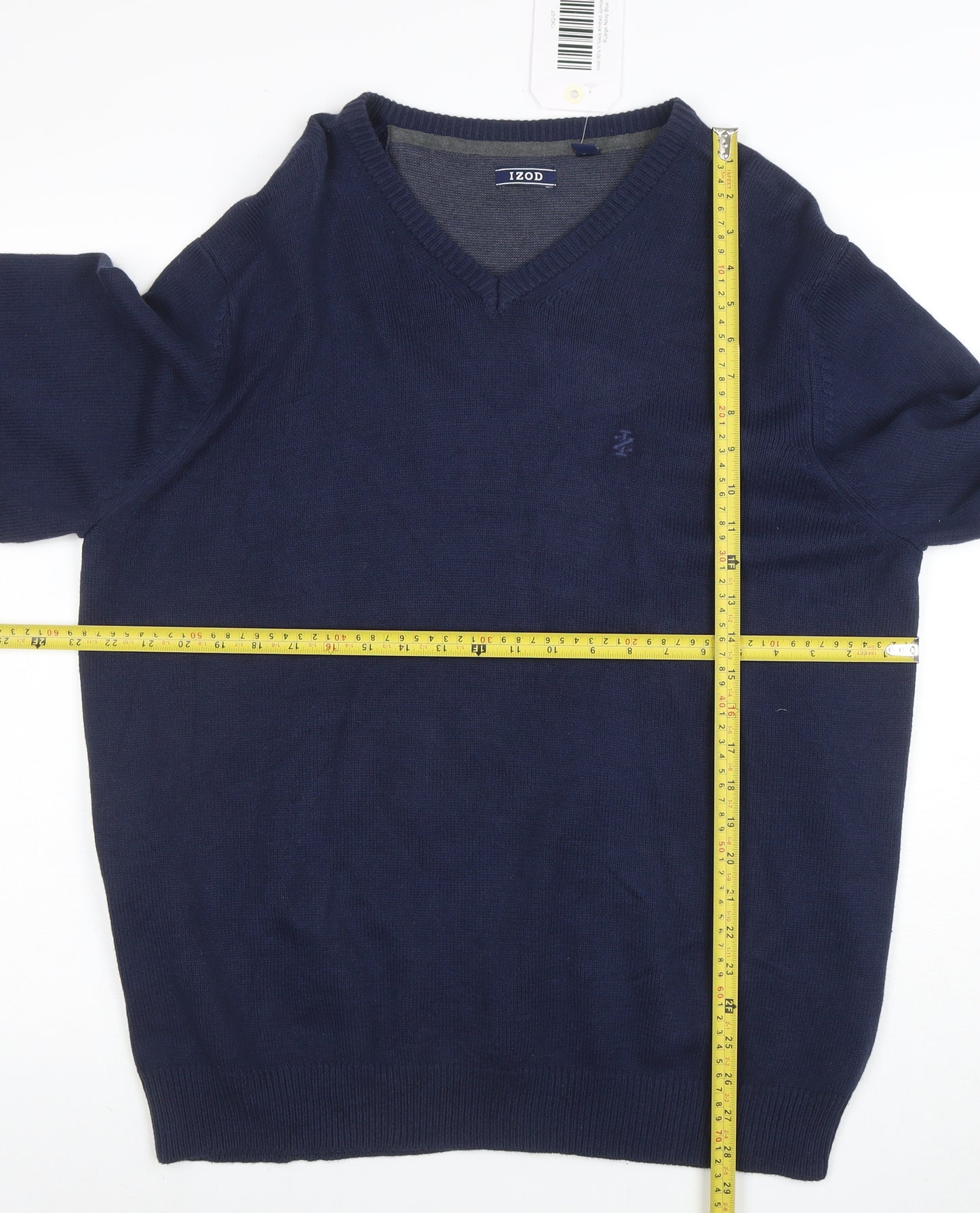 IZOD Men's Blue V-Neck Cotton Blend Pullover Jumper XL