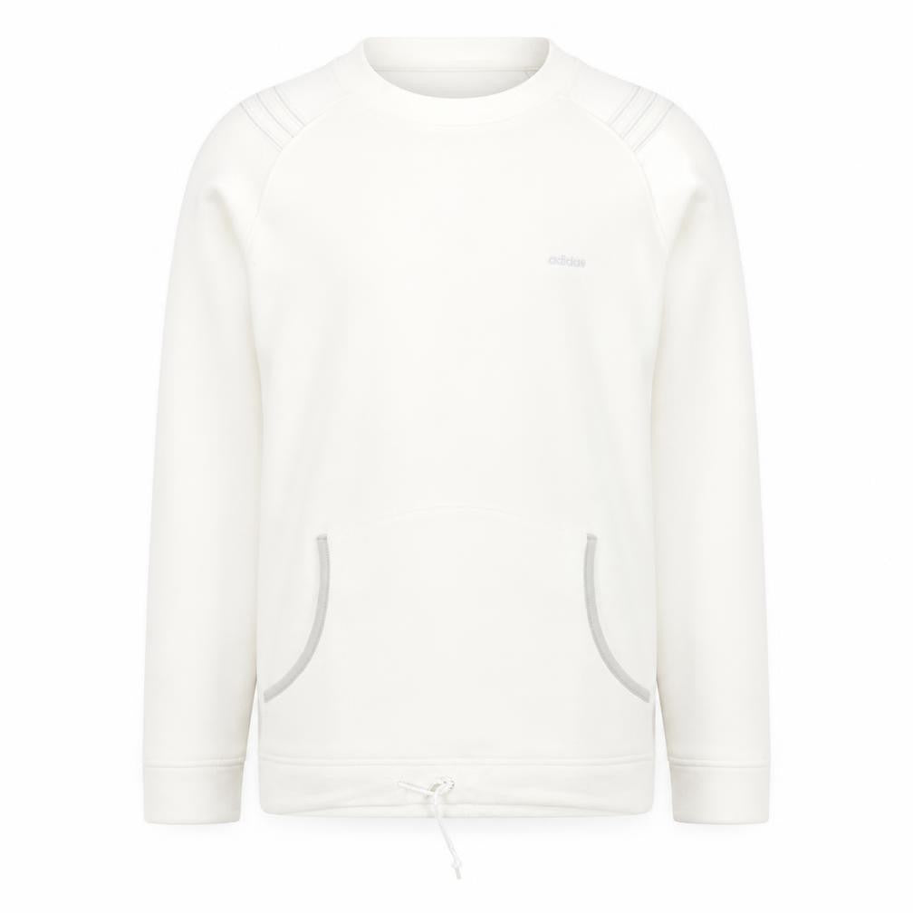 Front view of Adidas Men's White Regular Fit Pullover Sweatshirt M