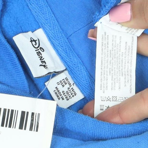 Disney Women Blue Stitch Pullover Hoodie Size L Cotton Blend