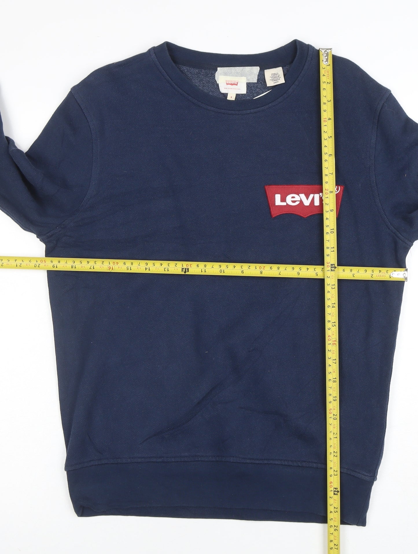 Levi's Men Blue Small Crew Neck Logo Pullover Sweatshirt