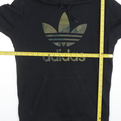 adidas Men's Black Pullover Hoodie S Camo Hood Graphic Logo Sweatshirt