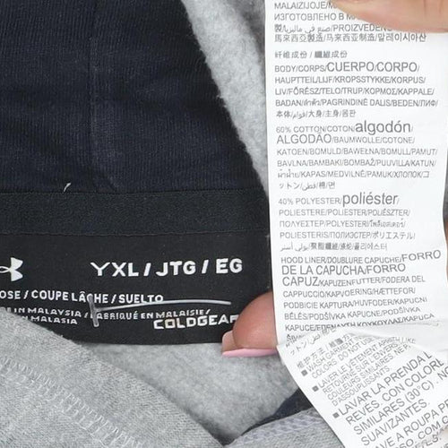 Under Armour Boys Grey Loose Fit Pullover Hoodie Size YXL
