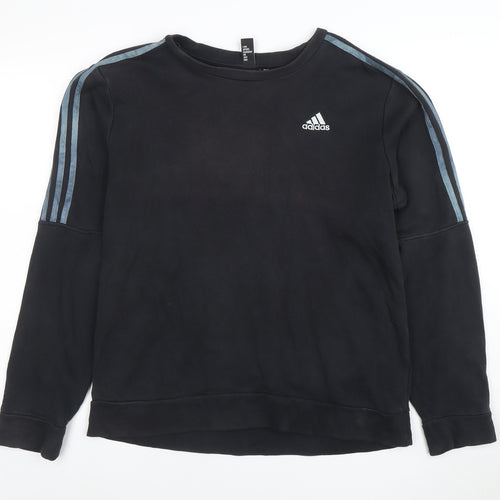 adidas Mens Black Crew Neck Sweatshirt L Pullover Athletic