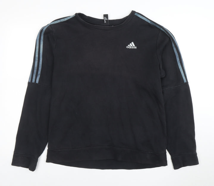 adidas Mens Black Crew Neck Sweatshirt L Pullover Athletic