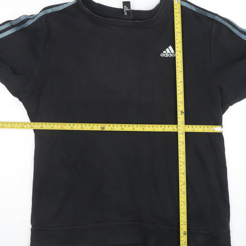 adidas Mens Black Crew Neck Sweatshirt L Pullover Athletic