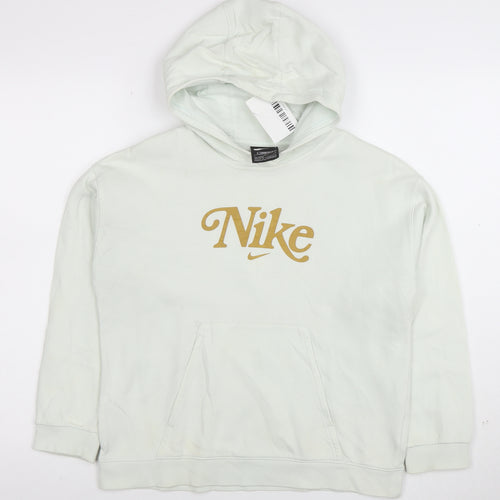 Nike Girls White Pullover Hoodie Loose Fit Size 146 Logo Sportswear